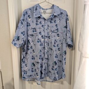 3/$10 IZOD Blue Fishing Print Short Sleeve Shirt
